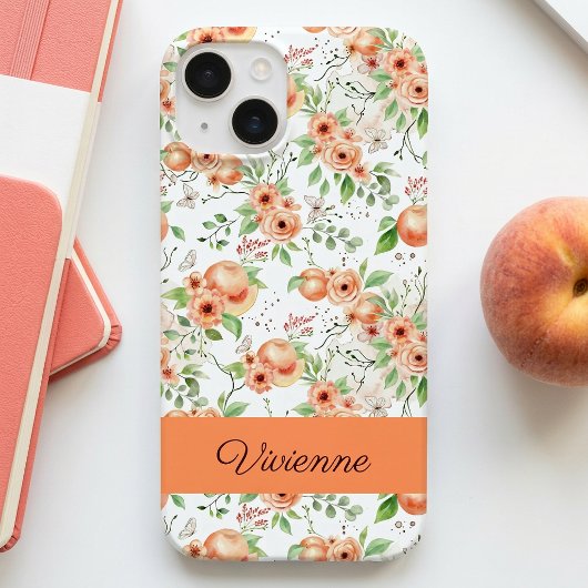 ピーチコーラル水彩野の花 名前 Case-Mate iPhoneケース