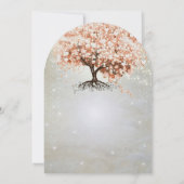 ピーチコーラル ハートの葉の木の結婚式の招待状 招待状 (裏面)