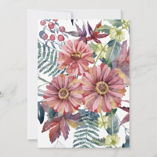 ピーチコーラル《植物》百日草フラワーウォメンズ50誕生日 招待状 (裏面)