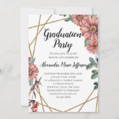 ピーチコーラル《植物》百日草フラワーガールズ卒業パーティー 招待状 (正面)