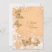 ピーチゴールドの結婚式、婚約、周年記念 招待状 (正面)