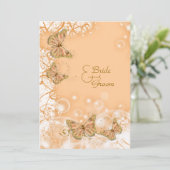 ピーチゴールドの結婚式、婚約、結婚記念日 招待状 (スタンド正面)