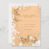 ピーチゴールドの結婚式、婚約、結婚記念日 招待状 (裏面)