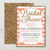 ピーチゴールドグリッター ブライダルシャワー インビテーション (正面/裏面)