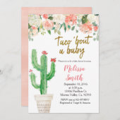 ピーチサクタスフローラベビーシャワータコバウトベビー 招待状 (正面/裏面)