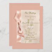 ピーチサテンリボン フォーマルウェディング 招待状 (正面/裏面)