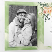 ピーチサボテン葉の花フローラ結婚ズ 三つ折り招待状 (内部最初)