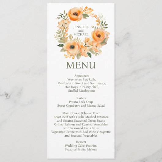 ピーチサマーディナーまたはランチメニュ結婚ーのメニュー メニュー (正面)