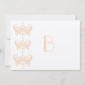 ピーチサンゴとマッシュルームダマスウェディング招待状 招待状 (裏面)