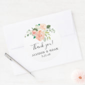 ピーチサンゴの緑の夏の春フローラの好意 ラウンドシール (封筒)