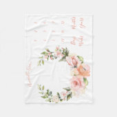 ピーチサンゴバラリース月次ベビーマイルストーン フリースブランケット (正面)