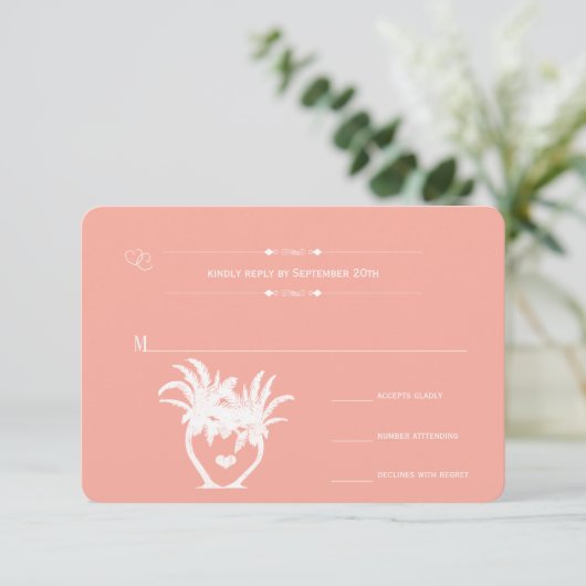 ピーチサンゴビーチデスティネーションウェディングRSVP 招待状 (スタンド正面)