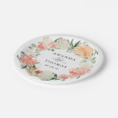 ピーチサンゴ赤面フローラ結婚リース ペーパープレート (アングル)