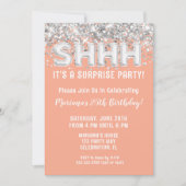 ピーチシルバーグリッターサプライズバースデーパーティー 招待状 (正面)