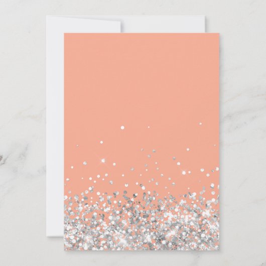 ピーチシルバーグリッターサプライズバースデーパーティー 招待状 (裏面)