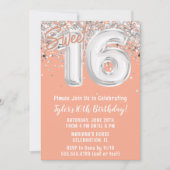 ピーチシルバースウィート16thバースデーパーティー 招待状 (正面)