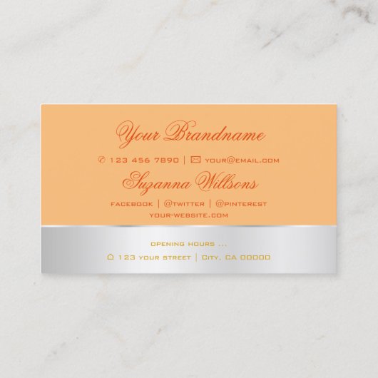 ピーチシルバーデコーキュートバラフラワーエレガントフローラ 名刺 (裏面)