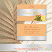 ピーチシルバーデコールキュートバラフラワーとイニシャル 名刺