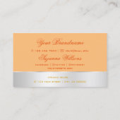 ピーチシルバーデコールゴージャスなバラフラワーとロゴ 名刺 (裏面)