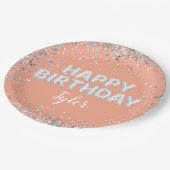 ピーチシルバー 誕生日パーティー ペーパープレート (アングル)