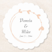 ピーチシンプルハートリース結婚ズ ペーパーコースター (正面)
