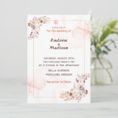 ピーチシンプルフローラ結婚式招待状 招待状 (スタンド正面)