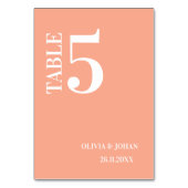 ピーチシンプルモダンエレガンス結婚ズ テーブルナンバー (裏面)