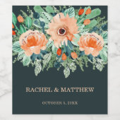 ピーチジェイドティール（緑がかった色）フローラウォーターカラー ワインラベル (シングルラベル)