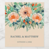 ピーチジェイドティール（緑がかった色）フローラウォーターカラー ワインラベル (シングルラベル)