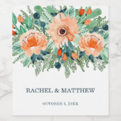 ピーチジェイドティール（緑がかった色）フローラウォーターカラー ワインラベル (シングルラベル)