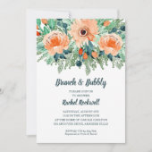 ピーチジェイドティール(緑がかった色)フローラブライダルシャワー招待状 (正面)