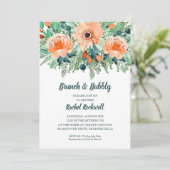 ピーチジェイドティール（緑がかった色）フローラブライダルシャワー招待状 (スタンド正面)