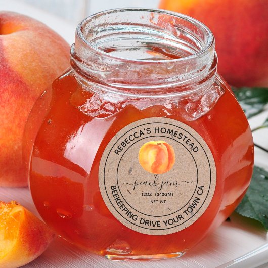 ピーチジャムクラフト紙キャニングジャールラベル ラウンドシール