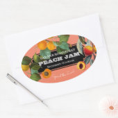 ピーチジャム保存ラベルフルーツ 楕円形シール (封筒)