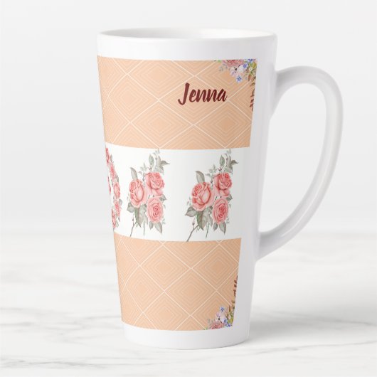 ピーチスクウェア&バラ カフェラテマグ (右)