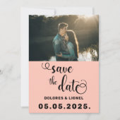 ピーチスクリプトフォト ミニマリスト Save the date 招待状 (正面)