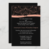 ピーチスクロールズ&リボン結婚式招待状 招待状 (正面/裏面)