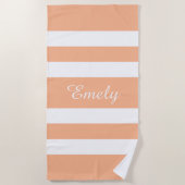 ピーチスタイリッシュピンクストライプ ビーチタオル (正面)