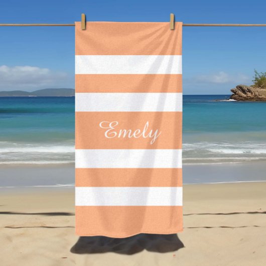 ピーチスタイリッシュピンクストライプ ビーチタオル