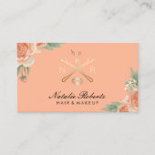 ピーチスタイリッシュフローラ美容師美しいサロン 名刺 (正面)
