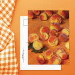 ピーチスティルライフクロードモネ ポストカード<br><div class="desc">クロー素晴らしド・モネ(1840絵を描-1926)による印象派のモネ(1883)を特徴とするアートハガキ。オレンジ色の背景を背景に、熟した新鮮な桃の静物画。</div>