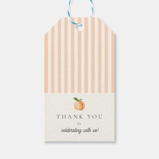 ピーチストライプズ赤ちゃんシャワー ギフトタグ (正面)