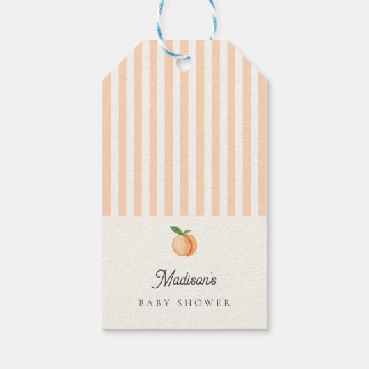 ピーチストライプズ赤ちゃんシャワー ギフトタグ (裏面)