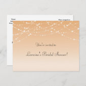 ピーチスパークルライトブライダルウェディングパーティーポストカード インビテーションポストカード (正面/裏面)