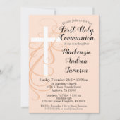ピーチスワールクロスファースト聖餐式招待状 招待状 (正面)