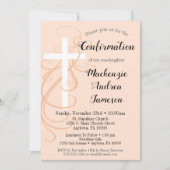 ピーチスワールクロス確認招待状ガールボーイ 招待状 (正面)