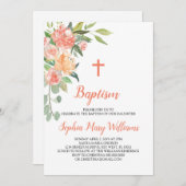 ピーチズアンドクリームバプテスマガール招待状 招待状 (正面/裏面)