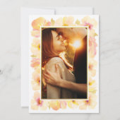 ピーチズクリーム金ゴールドフレームフォト結婚式招待状 招待状 (裏面)