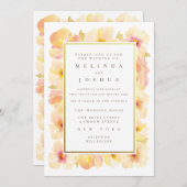ピーチズクリーム金ゴールドフレームフォト結婚式招待状 招待状 (正面/裏面)