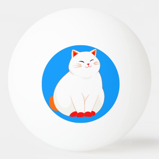 ピーチズ・ザ・スマイリングキャット 卓球ボール (正面)
